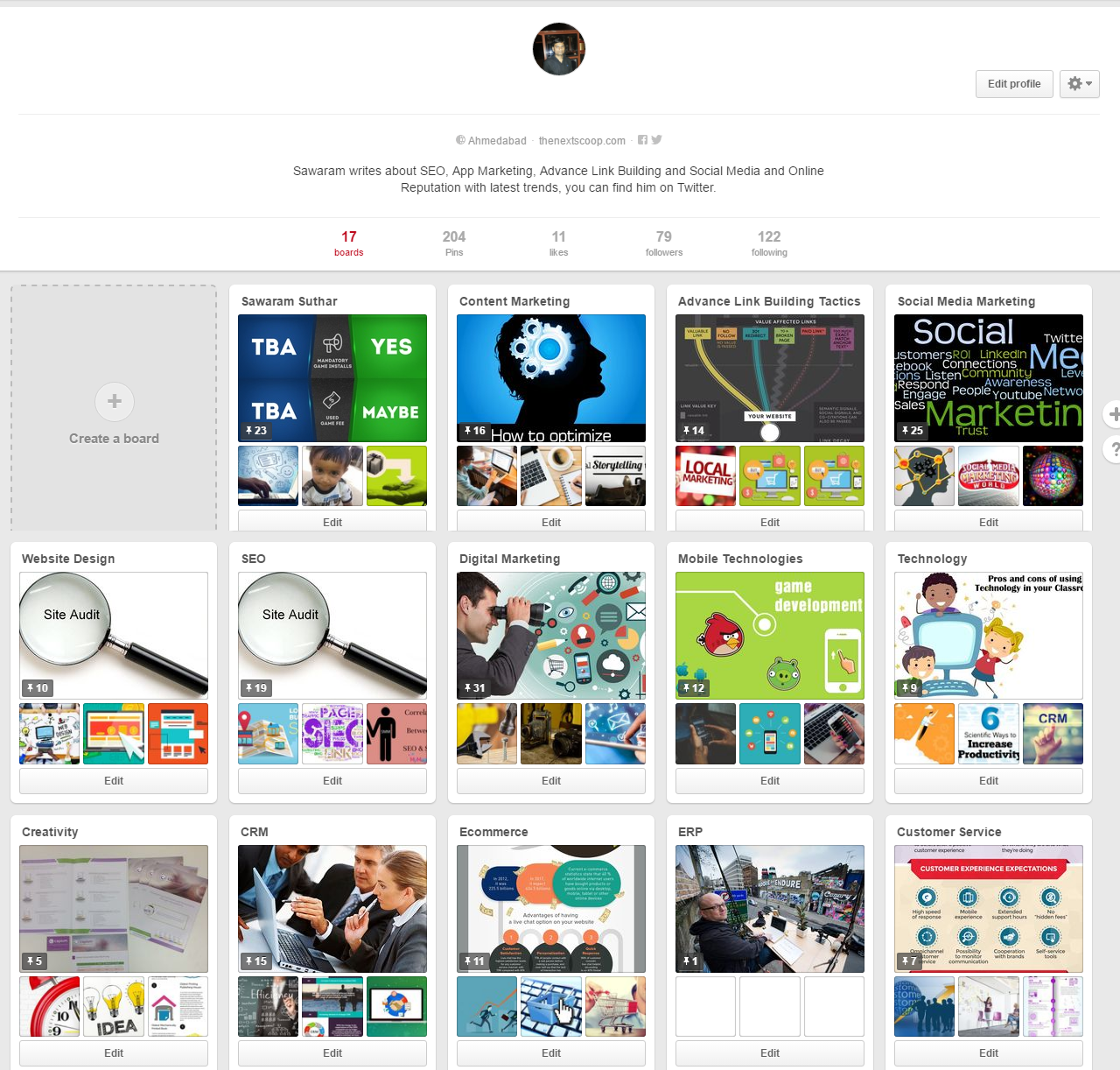 Create Pinterest board