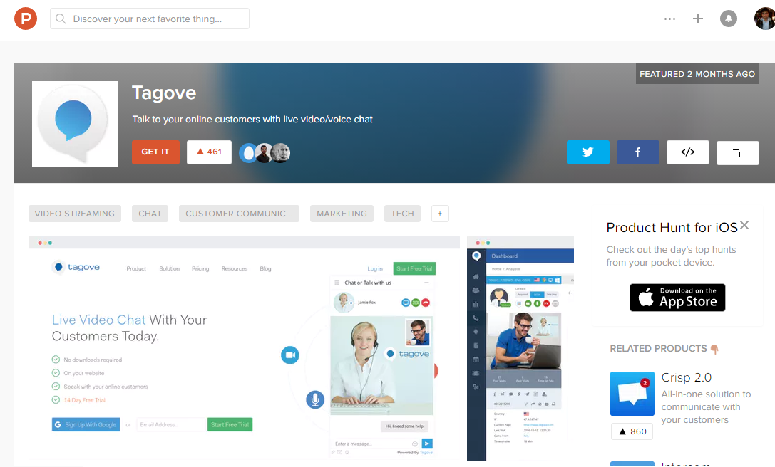 Tagove on ProductHunt