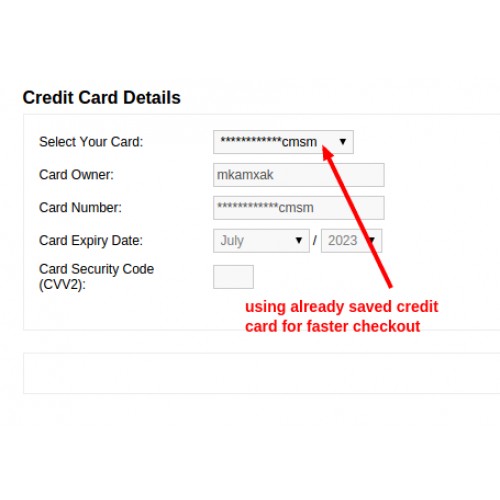 Customers to Store Card Details