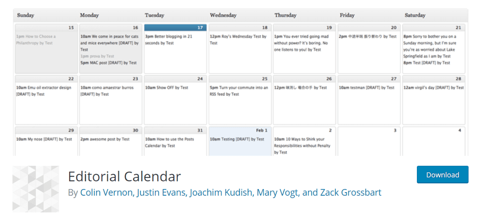 Editorial Calendar Plugin