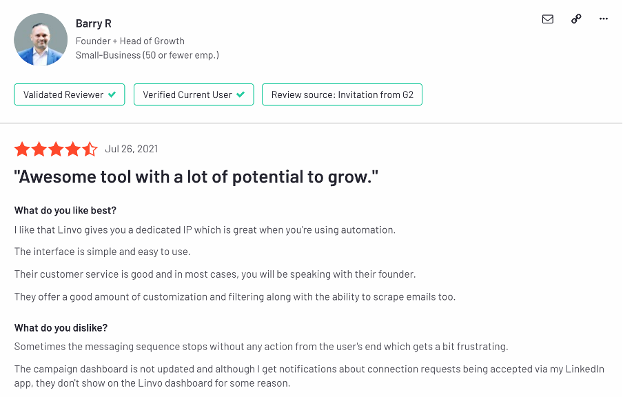 linvo customer review